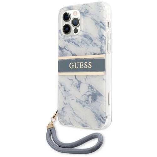  GUHCP12LKMABBL za iPhone 12 Pro Max - sivo moder marmor shock silikonski ovitek s sivo modro zapestnico Slike
