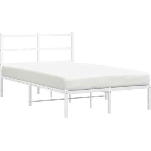  Metalni okvir za krevet s uzglavljem bijeli 120 x 190 cm Slike