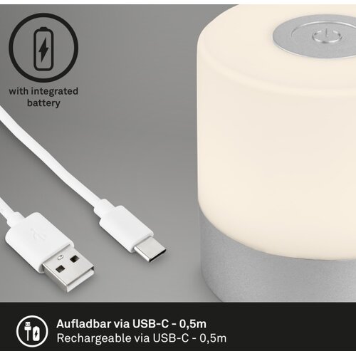 BRILONER LED prigu&amp;scaron;iva punjiva dodirna spolja&amp;scaron;nja stona lampa LED/2W/5V 2700K IP44 mat hrom Slike