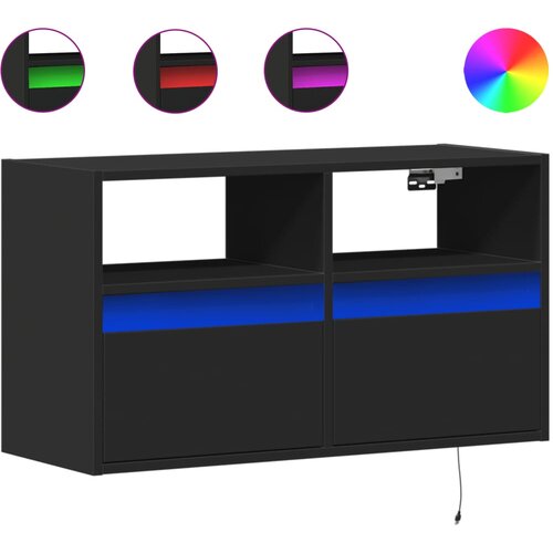 Maison Chic Stenska TV omarica - TV stojalo - Televizijska omarica z LED lučkami črna 80x31x45 cm, (21702123) Cene