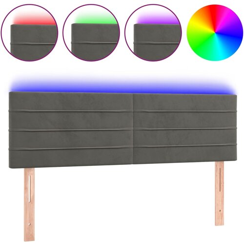 Maison Chic led posteljno vzglavje - vzglavna omarica - nočna omarica temno sivo 144x5x78/88 cm žamet, (21711329) Cene