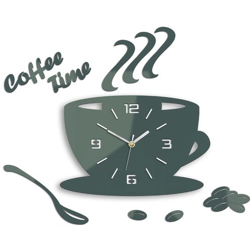 Zidni satovi coffe time 3D gray gray (moderni zidni sat) Slike