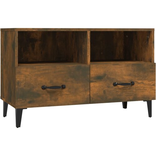 Maison Chic TV omarica - TV stojalo - Televizijska omarica dimljeni hrast 80x36x50 cm inženirski les, (21700175) Slike