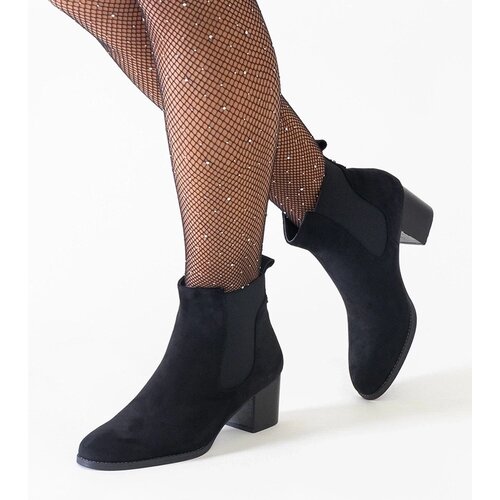 Gemre Black block-heeled ankle boots with elastic inserts eco-suede Nadisa Cene