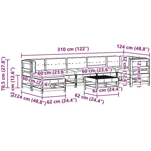  Set lounge namje&amp;scaron;taja za vrt 8 pcs Vo&amp;scaron;tanosmeđa Slike
