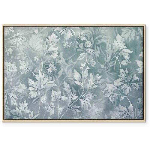  Slika - Ornaments in Worn Muted Turquoises: Delicate Plant Pattern 90x60 U prirodnom drvenom okviru Slike