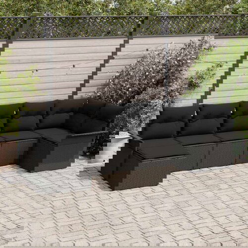  Set vrtnih sofa s jastučićima Crni Poliratan Cijene