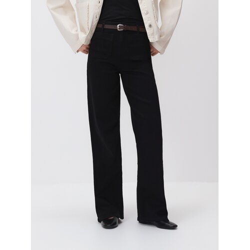 Reserved Traperice s remenom wide leg - crno Cijene