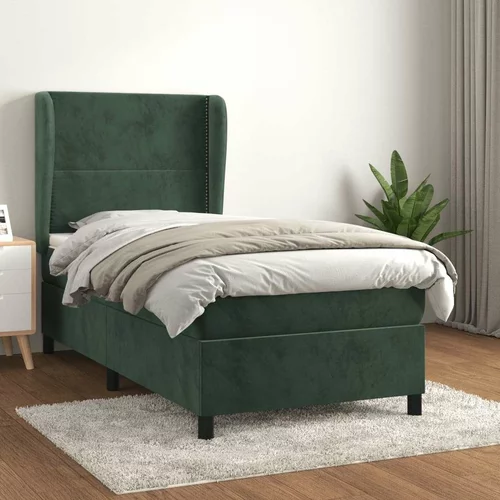 Box spring postelja z vzmetnico temno zelen 90x190 cm žamet, (20899329)