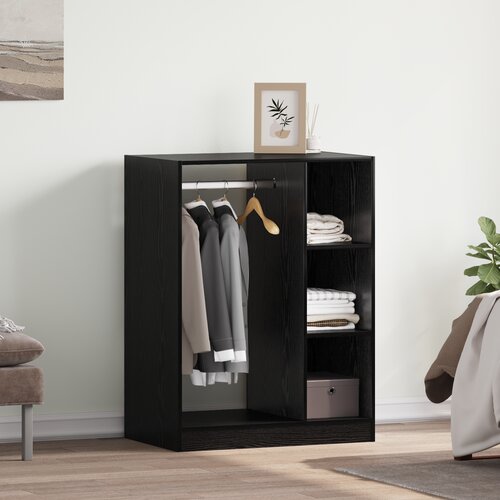 VidaXL Garderobna omara Črni hrast 77 x 48 x 102 cm Konstruiran les Slike