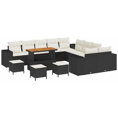 vidaXL Vrtna sedežna garnitura z blazino 14 pcs Črna poli ratan, (5000145178) Cene