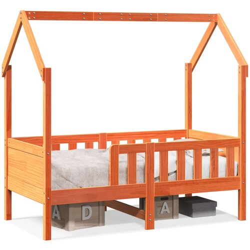 Maison Chic Otro&amp;scaron;ka postelja - Otro&amp;scaron;ki ležaj - Otro&amp;scaron;ki posteljni okvir vo&amp;scaron;čeno rjav 80x160 cm trdna borovina, (21698400) Slike