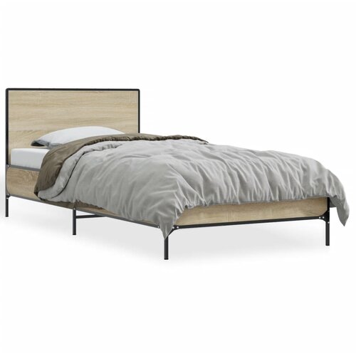 VidaXL Okvir za krevet boja hrasta 90x200 cm konstruirano drvo i metal Slike
