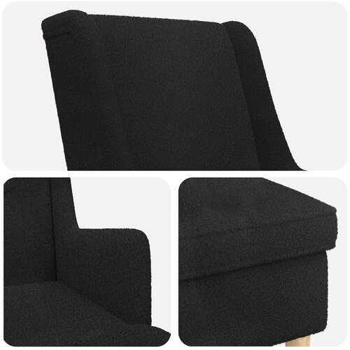  Fotelja s footstoolom 2 kom. Crna Boucl&amp;eacute; 79 x 79 x 87,5 cm Slike