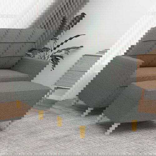 VidaXL Fotelja s tabureom tamnosiva 60 cm od tkanine Slike