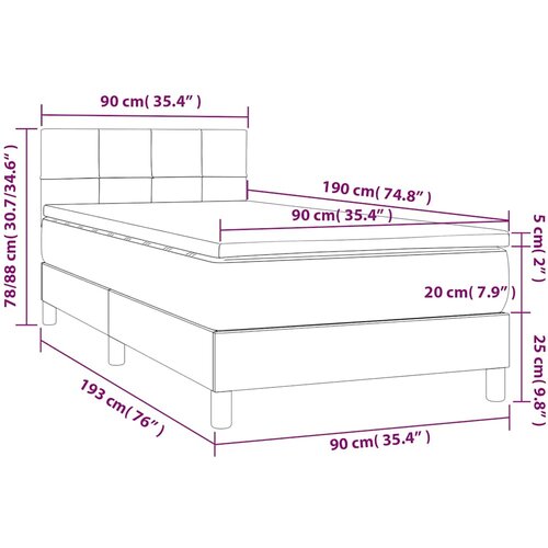  box spring s madracem LED crni 90x190 cm od tkanine Slike