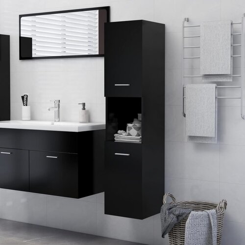 vidaXL Kupaonski ormarić crni 30 x 30 x 130 cm od iverice Cijene