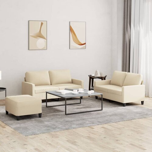  3-dijelni set sofa s jastucima krem od tkanine Cene