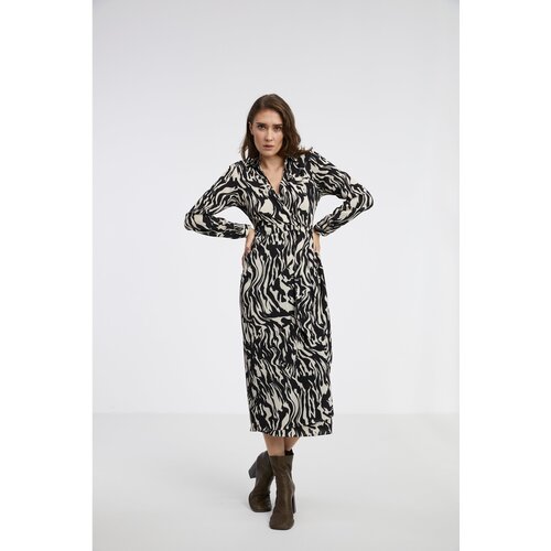 JDY Cream-Black Ladies Wrap Midishats Piper - Ladies Cene