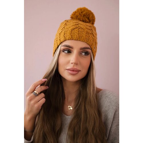 Kesi Cap with fleece Waleria K307 mustard Slike