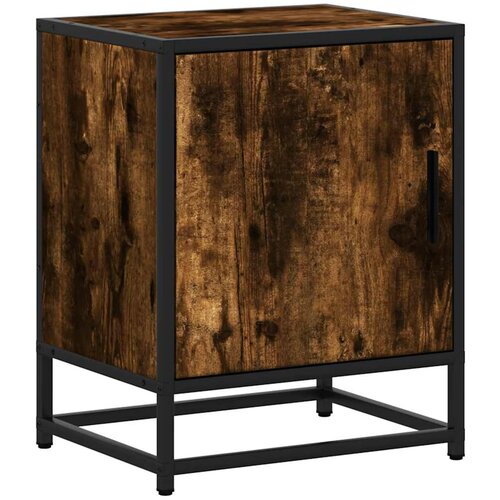 Maison Chic Nočna omarica - Nočna miza dimljeni hrast 40x31x50 cm inž. les in kovina, (21689637) Cene