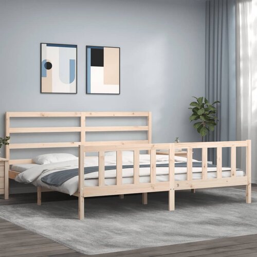 vidaXL Posteljni okvir z vzglavjem 200x200 cm trden les Cene