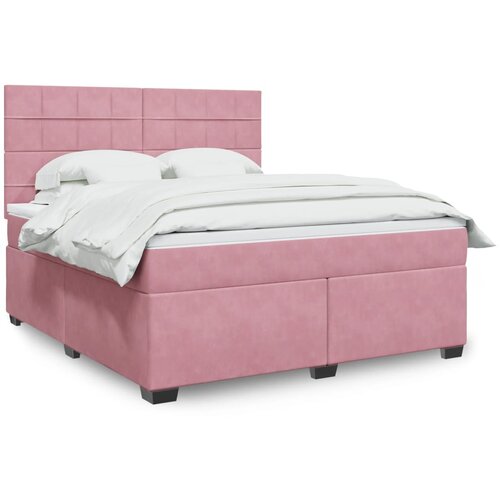 VidaXL Box spring postelja z vzmetnico roza 180x200 cm žamet Slike