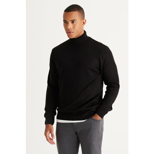Altinyildiz classics Men's Black Standard Fit Normal Cut Anti-Pilling Full Turtleneck Knitwear Sweater. Slike
