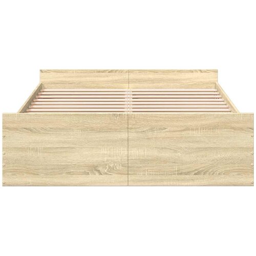  Okvir za krevet s ladicama boja hrasta 120x200 cm drveni Smeđa 120 x 200 cm Slike
