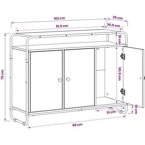  Komoda Siva Sonoma 102 x 35 x 75 cm Konstruirano drvo - Siva Sonoma 102 x 35 x 75 cm Slike