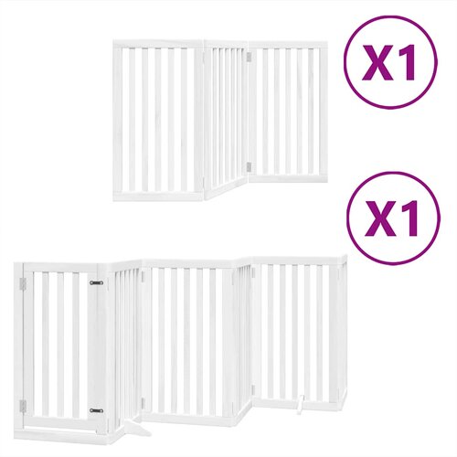  Vrata za pse s vrata&amp;scaron;cima 9 panela sklopiva 450 cm drvo topole Bijela 50 x 90 x 2 cm Slike