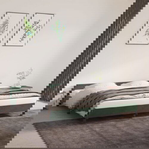 The Living Store Posteljni okvir z vzglavjem temno zelen 180x200 cm žamet - Posteljni Okvir Z Vzglavjem, (21492531) Slike
