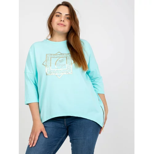 Fashion Hunters Mint cotton plus size blouse with zippers