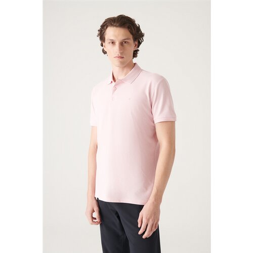 Avva Men's Light Pink 100% Egyptian Cotton Standard Fit Normal Cut 3 Button Polo Neck T-shirt Slike