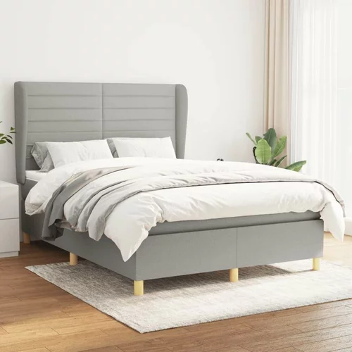 Box spring postelja z vzmetnico svetlo siva 140x200 cm blago, (20791582)