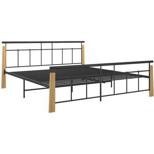 Kovina okvir za krevet od metala i masivne hrastovine 180 x 200 cm Cene