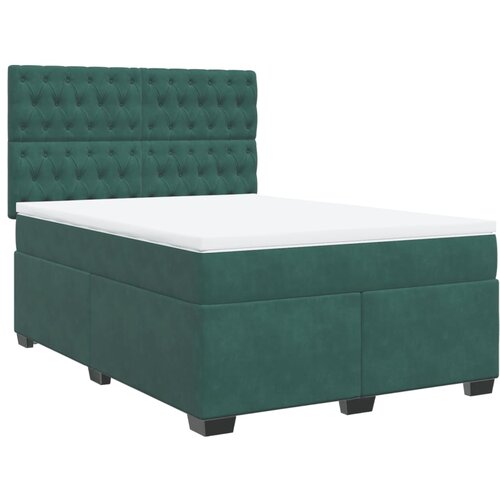 vidaXL Box spring postelja z vzmetnico temno zelena 160x200 cm žamet, (21307625) Cene