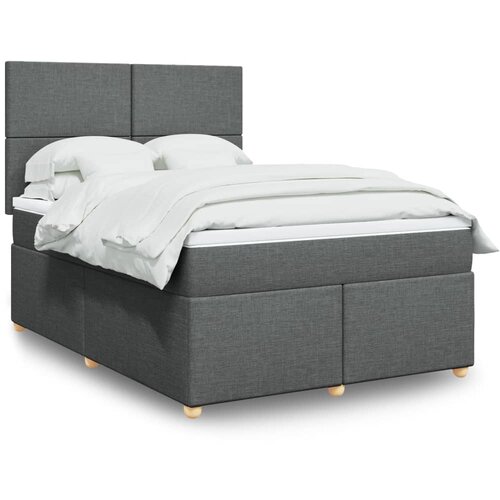 VidaXL Okvir kreveta s oprugama i madrac svjetlosivi 140x200cm tkanina Slike