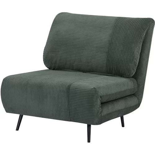 HOMCOM Enoposteljni fotelj 2 v 1, nastavljiv v treh ravneh, z izjemno velikim, s peno napolnjenim sedežem, lesenim okvirjem, jeklom in žametnim učinkom Zelena, (20745077)