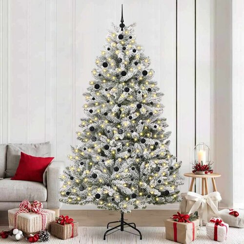 vidaXL Umjetno božićno drvce Zelena i bijela 240 cm PVC i metal Cene