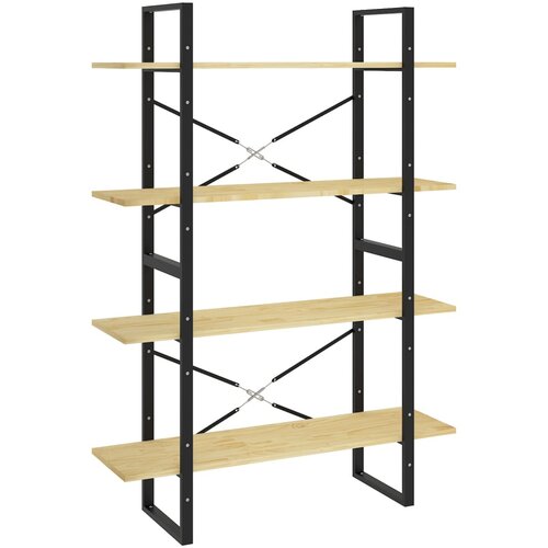 Maison Chic Knjižna omara - Knjižni regal 4-nadstropna 100x30x140 cm trdna borovina, (21725361) Slike