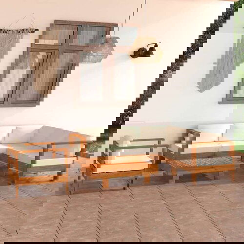  7-dijelna vrtna garnitura s krem bijelim jastucima drvo bagrema Cijene