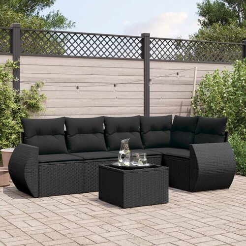  6-dijelni set vrtnih sofa s jastucima crni od poliratana Cijene