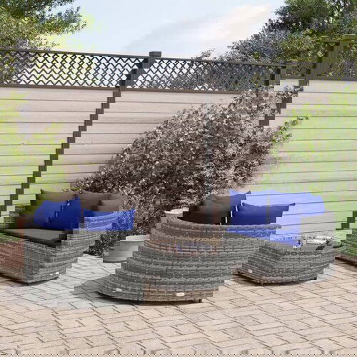 vidaXL 5-dijelna vrtna garnitura od poliratana s jastucima siva Cijene