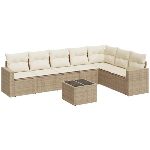 vidaXL 8-dijelni set vrtnih sofa od poliratana s jastucima bež Cijene