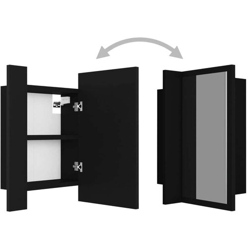 VidaXL LED kupaonski ormarić s ogledalom crni 40 x 12 x 45 cm Slike