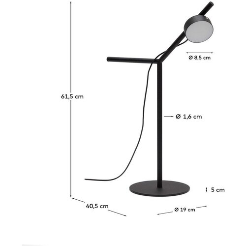 Kave Home Črna kovinska LED zatemnitvena namizna svetilka (vi&amp;scaron;ina 61,5 cm) Orey &amp;ndash; Slike