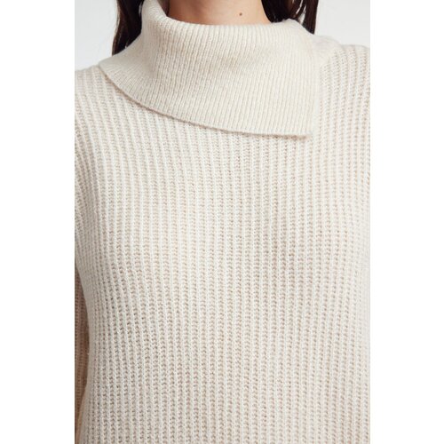 Trendyol Stone Mini Length Knitwear Soft Textured Turn-down Collar Dress Cijene