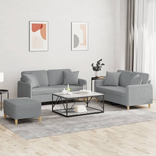  3-dijelni set sofa s jastucima svjetlosivi od tkanine Cijene