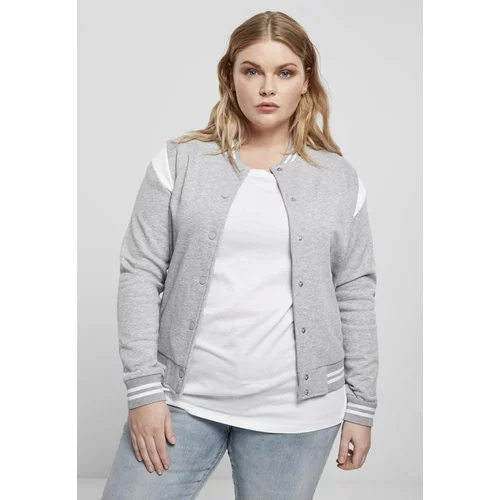 Urban Classics Ladies Organic Inset College Sweat Jacket Grey/white